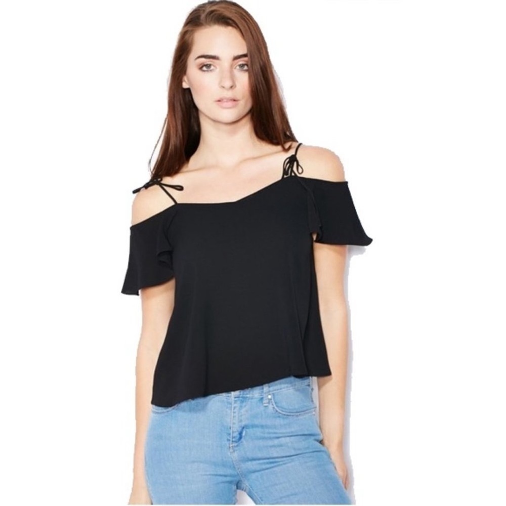 ❤️ 🆕 TOPSHOP Black Cold Shoulder Spaghetti Strap Top 🔥 💕 beautiful Sz 2